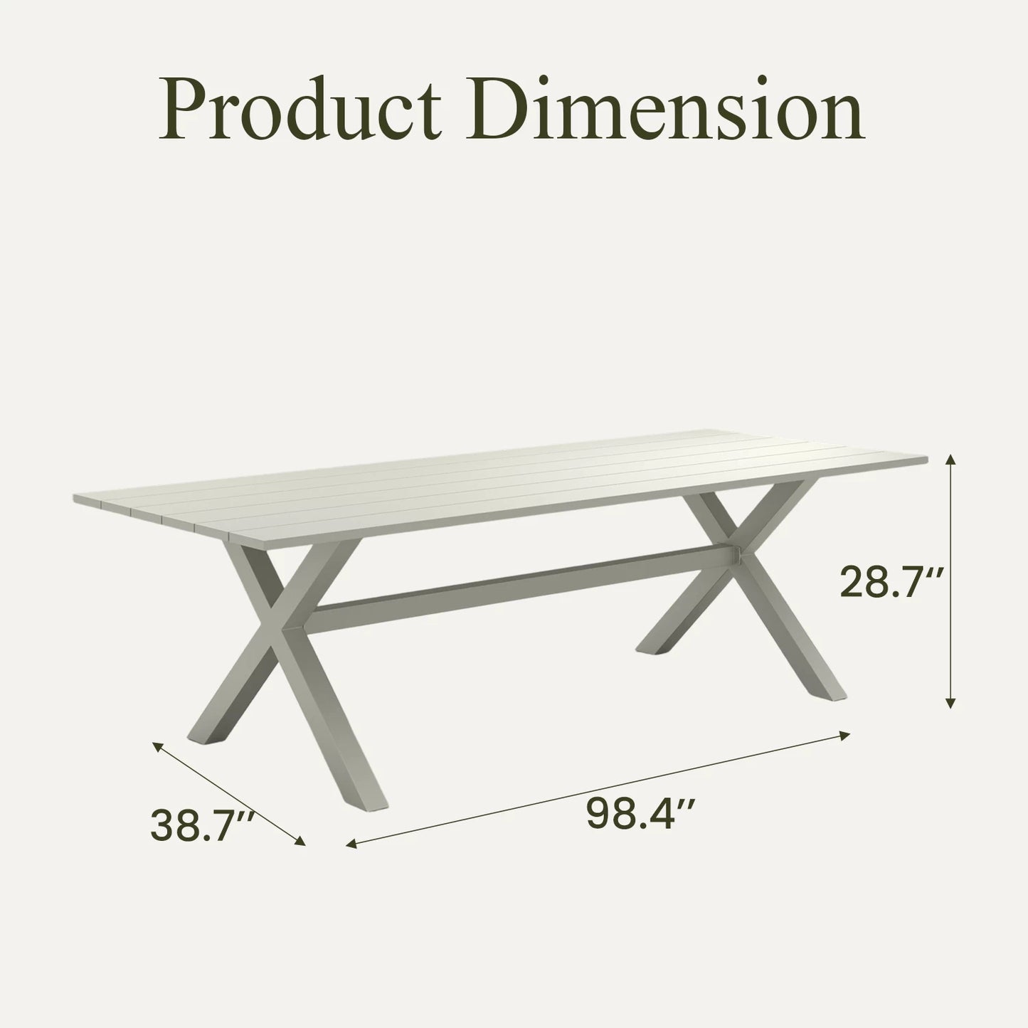 LayinSun Outdoor Patio Rectangular Aluminum Dining Table With Slatted Tabletop
