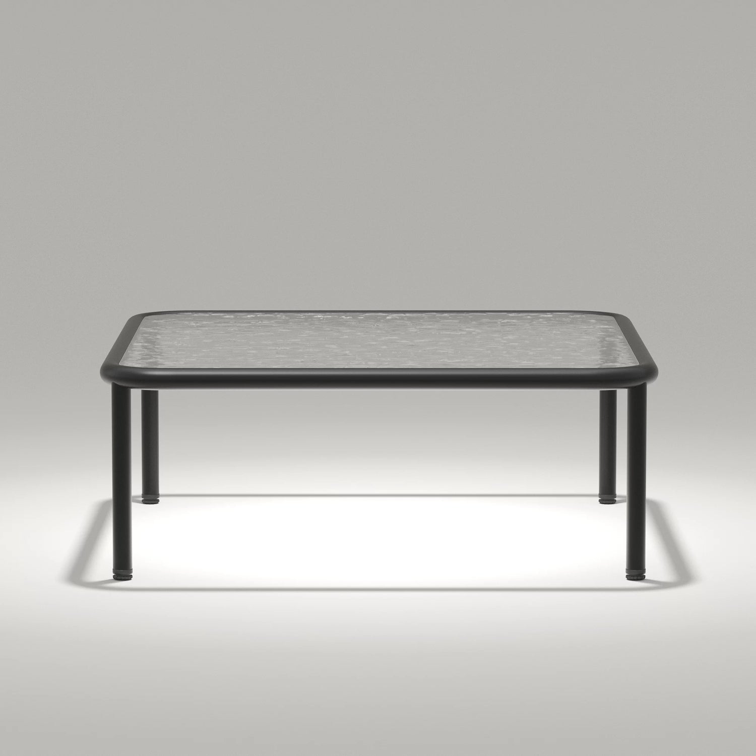 Layinsun Modern Square Coffee Table with Tempered Glass Tabletop