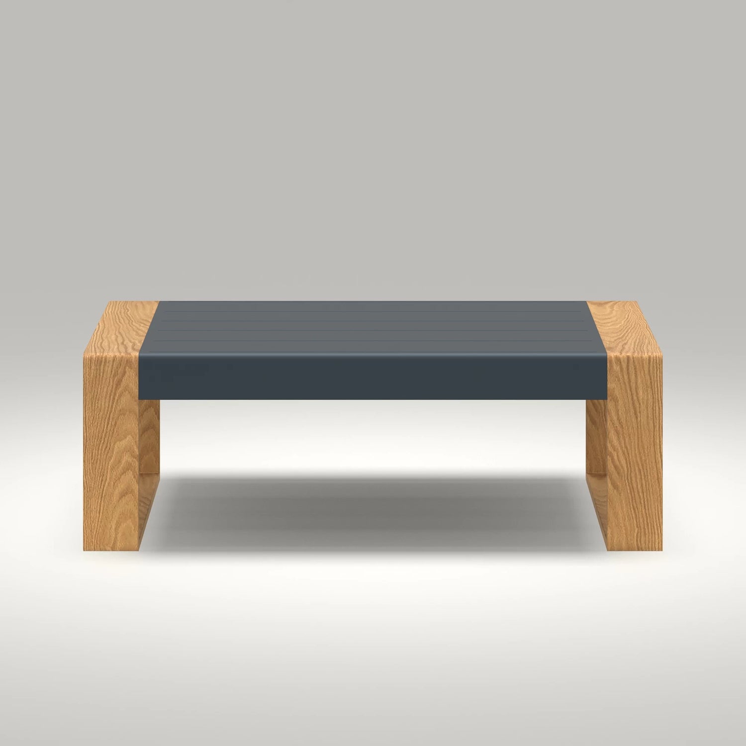 LayinSun Outdoor Patio Aluminum Rectangle Coffee Table with Wood Grain Table Leg