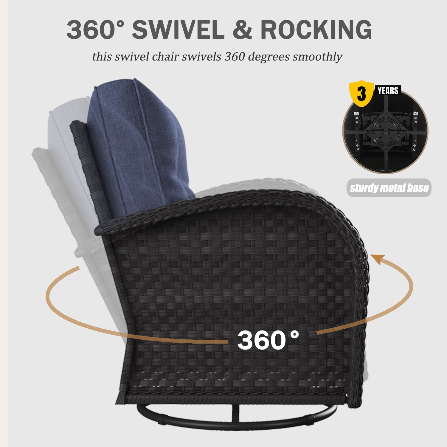 LayinSun 5 - Piece Outdoor Wicker Swivel Chairs Set with Ottomans