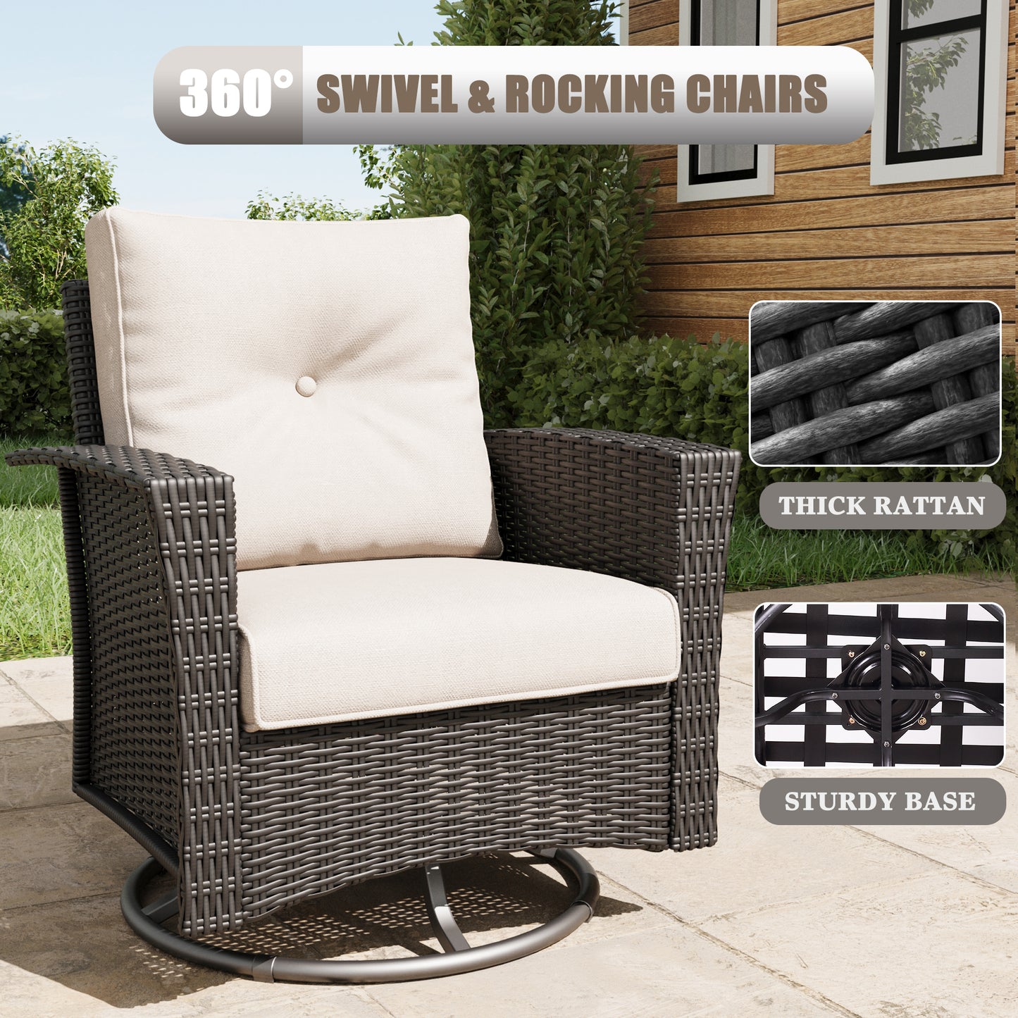 Wicker Outdoor Swivel Chair Base LayinSun Piece Patio Set With