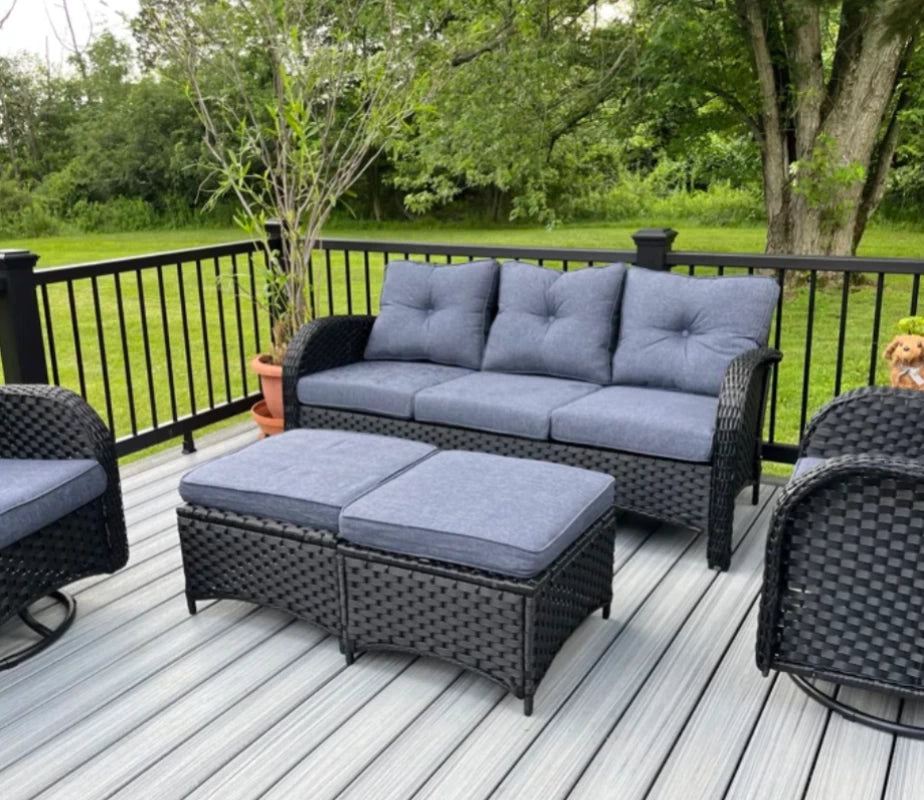 LayinSun 9 件套户外藤编旋转椅沙发休闲套装