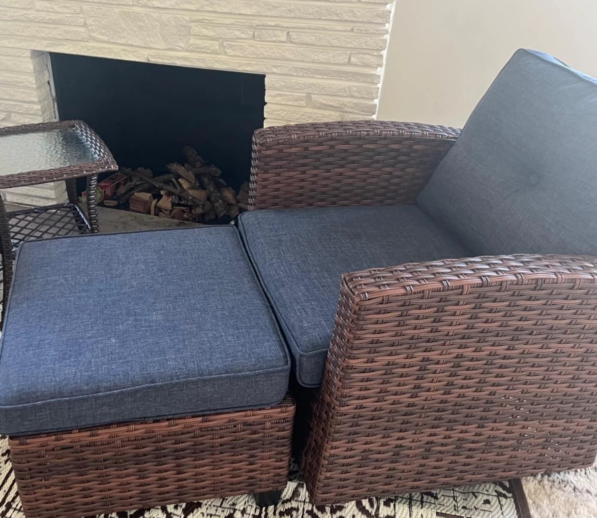 LayinSun 7 Pieces Traditional Patio Furniture Set with Wicker Swivel Chairs
