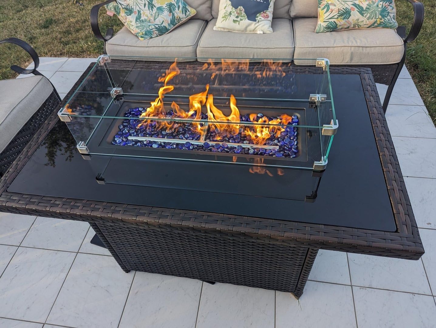 LayinSun 44 inch Fire Table Glass Top（Not Include Fire Table）