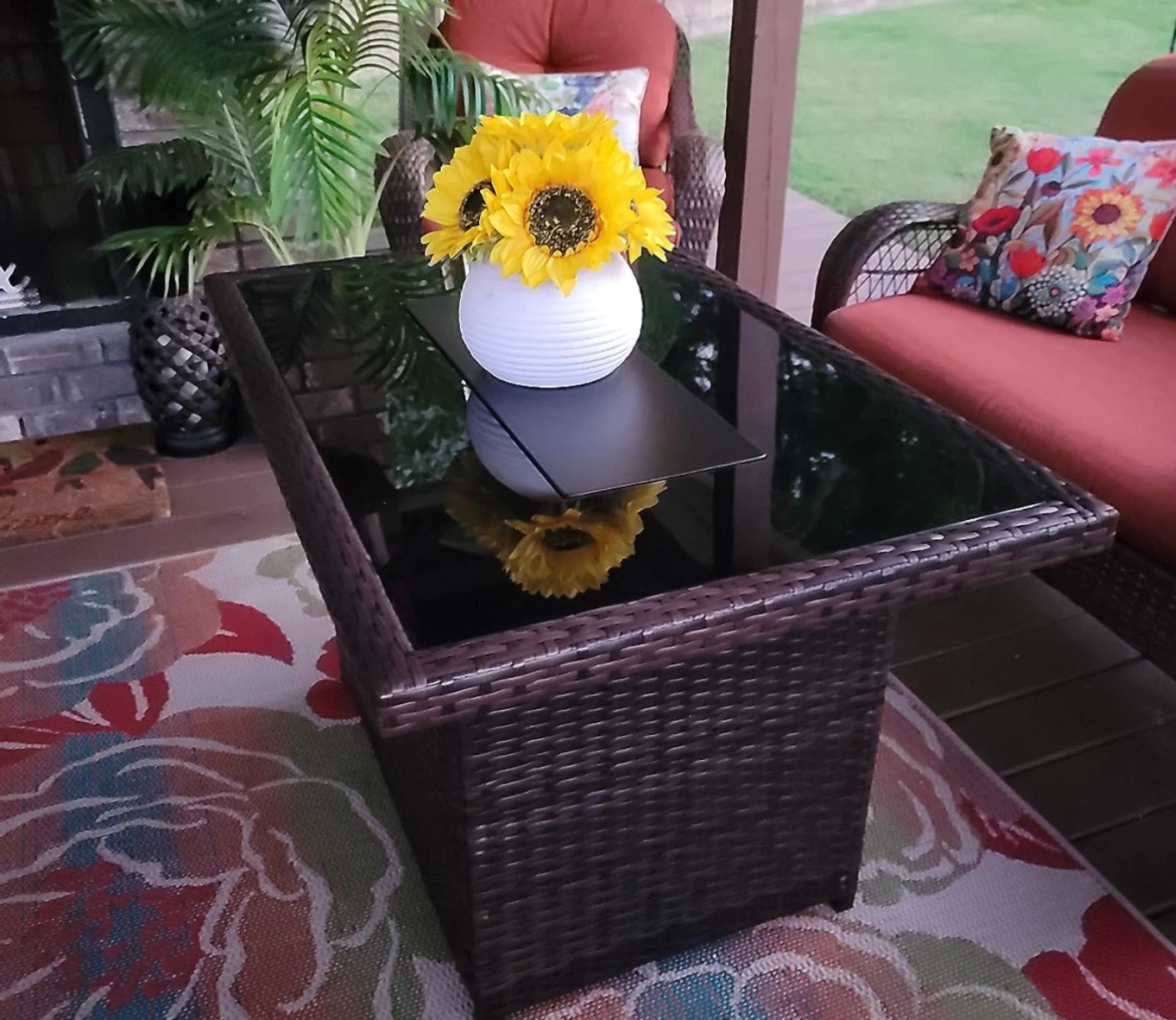 LayinSun 44 inch Fire Table Glass Top（Not Include Fire Table）