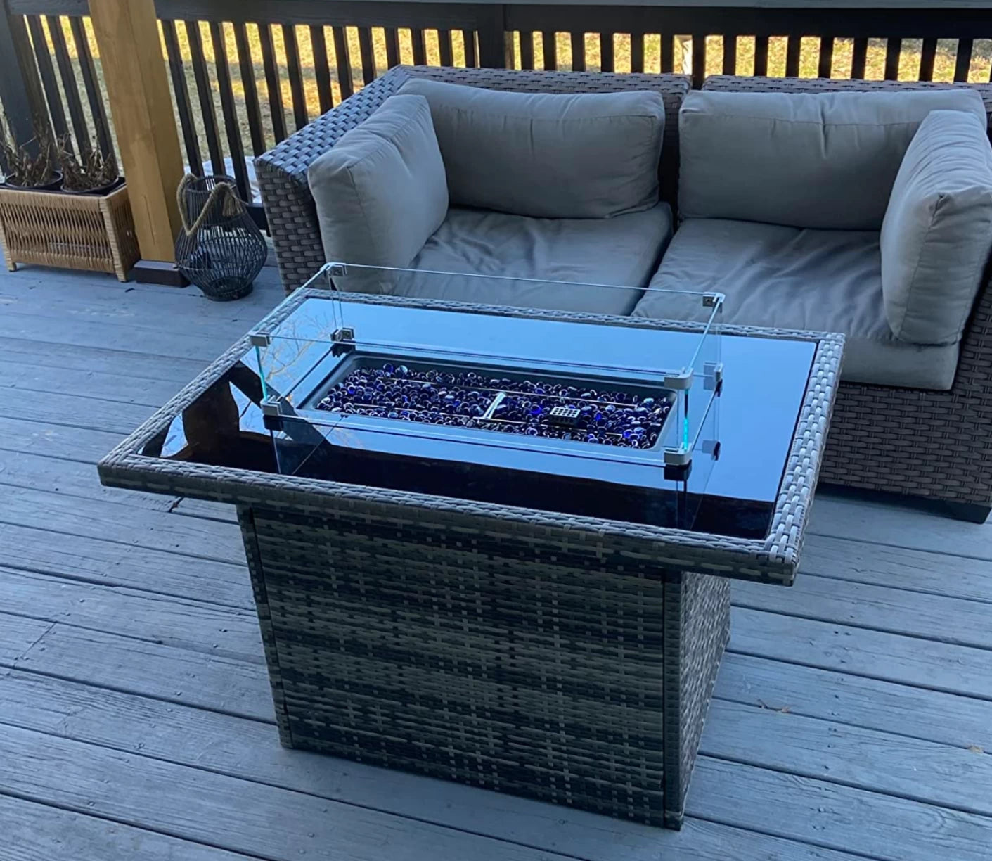 LayinSun 44 inch Fire Table Glass Top（Not Include Fire Table）
