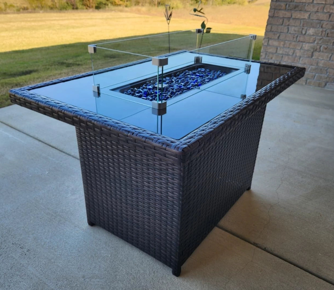 LayinSun 44 inch Fire Table Glass Top（Not Include Fire Table）