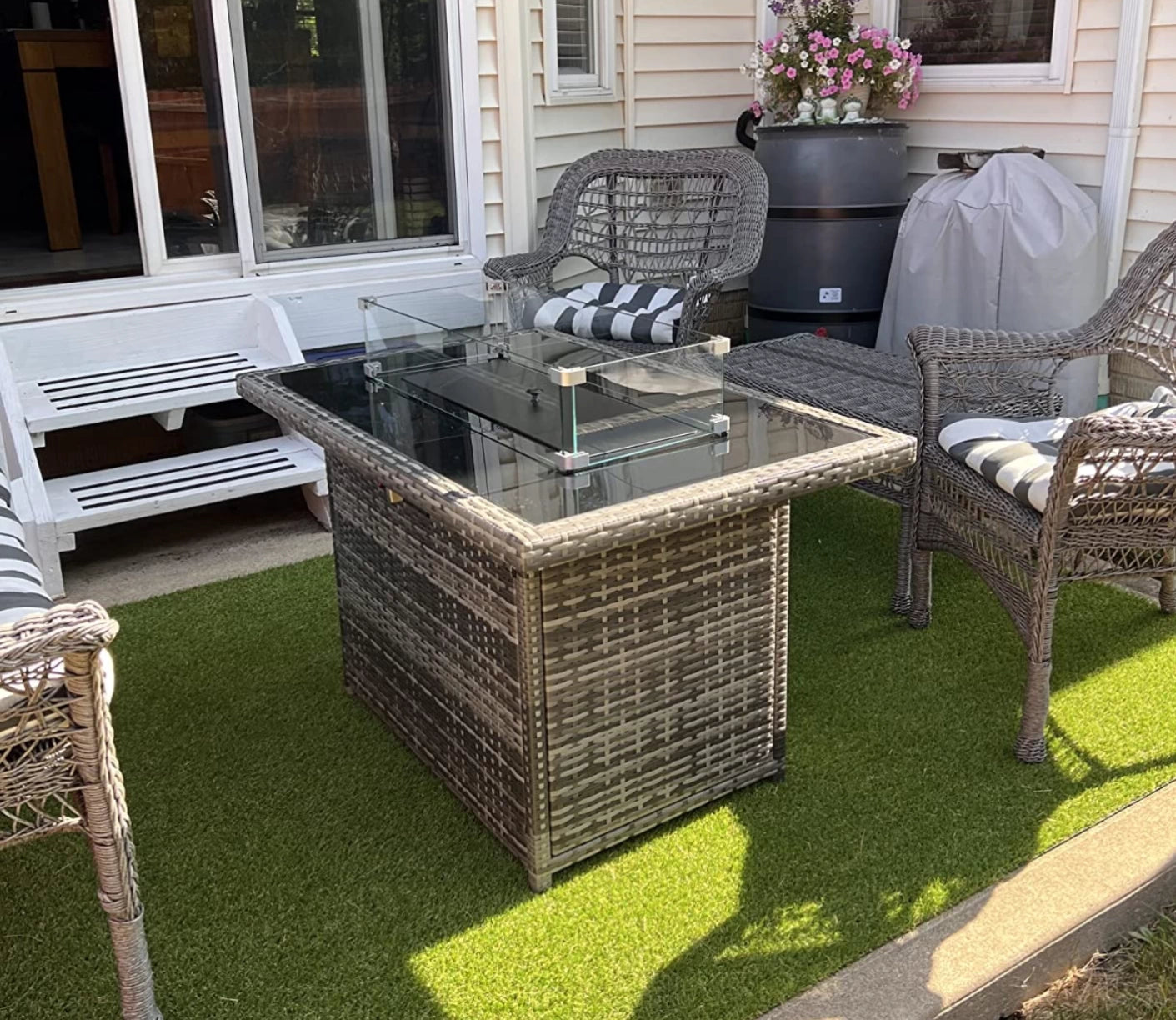 LayinSun 44 inch Fire Table Glass Top（Not Include Fire Table）