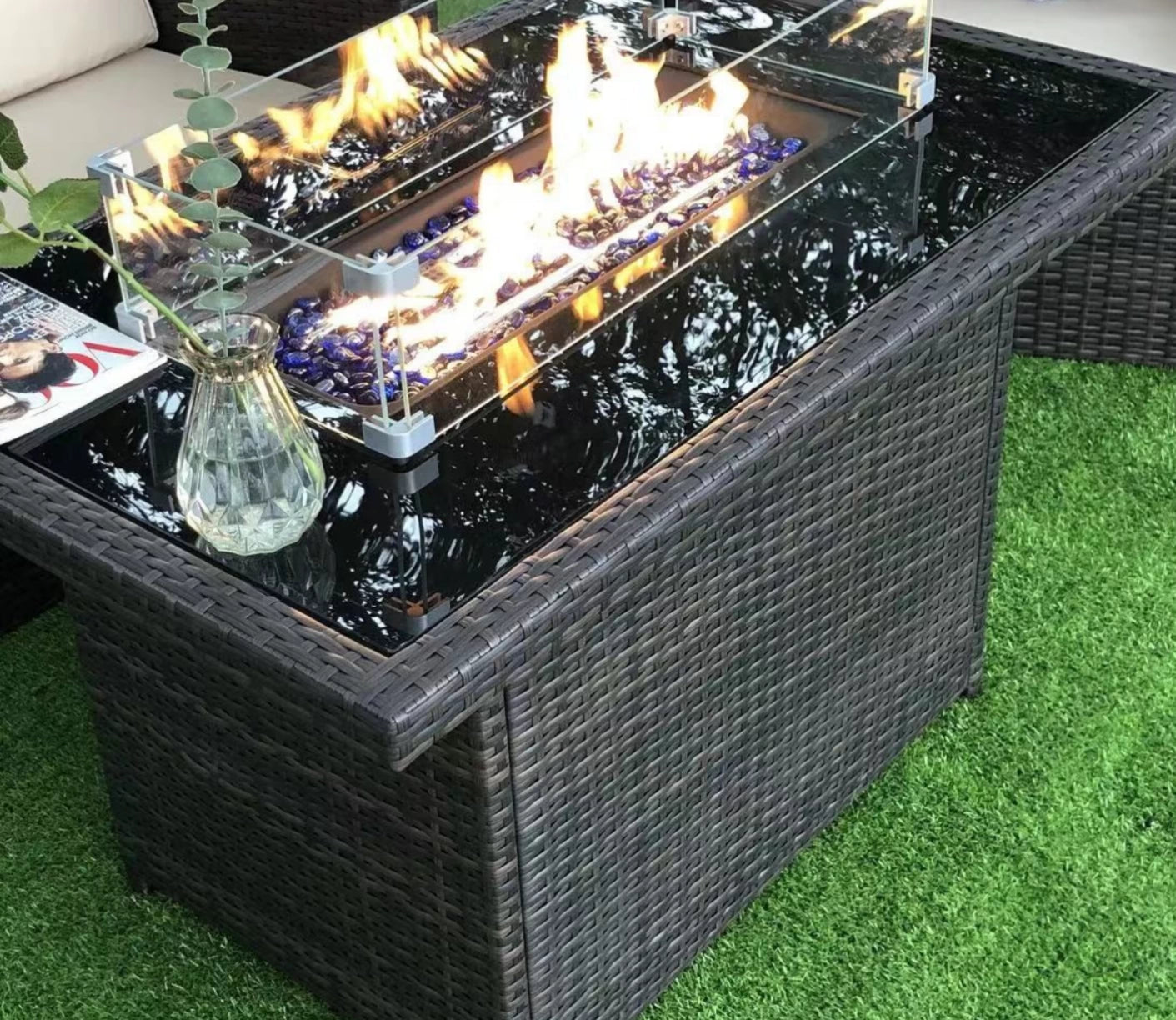 LayinSun 44 inch Fire Table Glass Top（Not Include Fire Table）