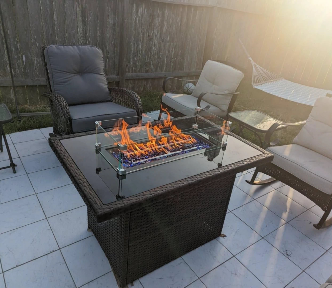 LayinSun 44 inch Fire Table Glass Top（Not Include Fire Table）