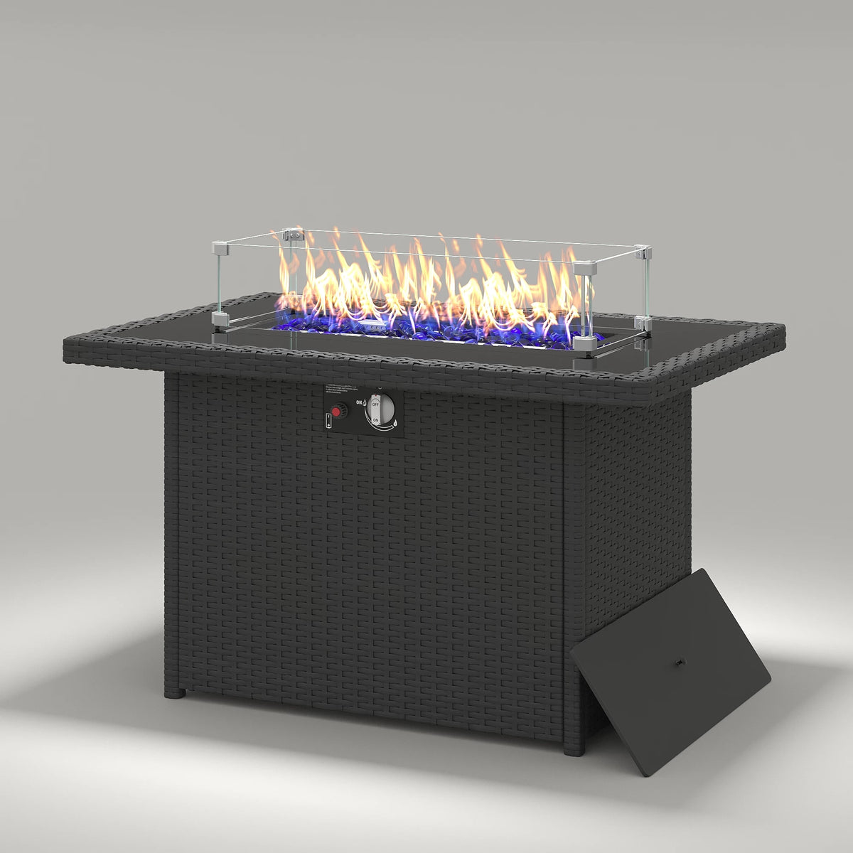 LayinSun 44-Inch Propane Gas Rectangle Fire Pit Table 55000 BTU Firepits for Outside