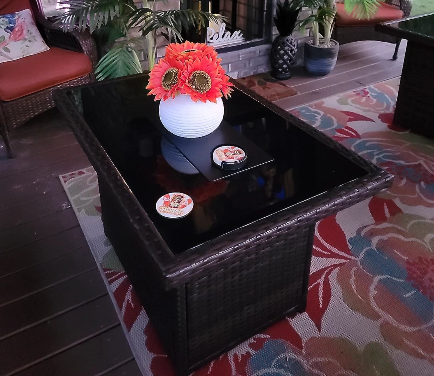 LayinSun 44 inch Fire Table Glass Top（Not Include Fire Table）