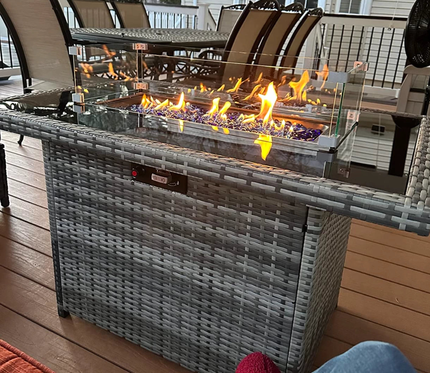 LayinSun 44 inch Fire Table Glass Top（Not Include Fire Table）