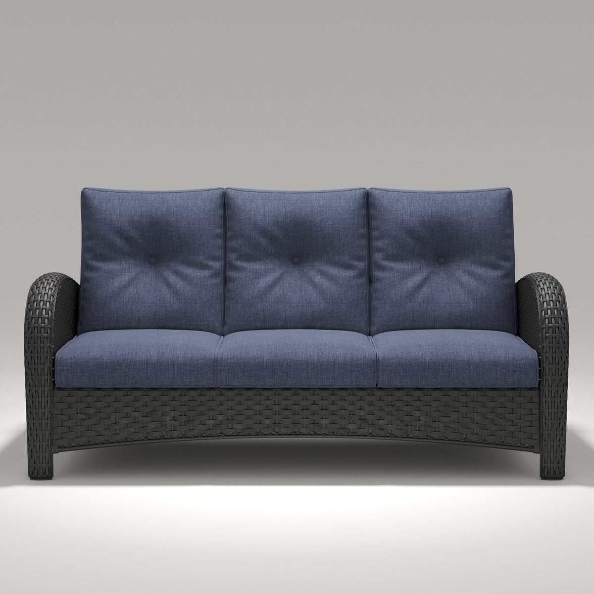 LayinSun Outdoor Wicker 3-Seat Sofa With Cushion - Palermo Collection