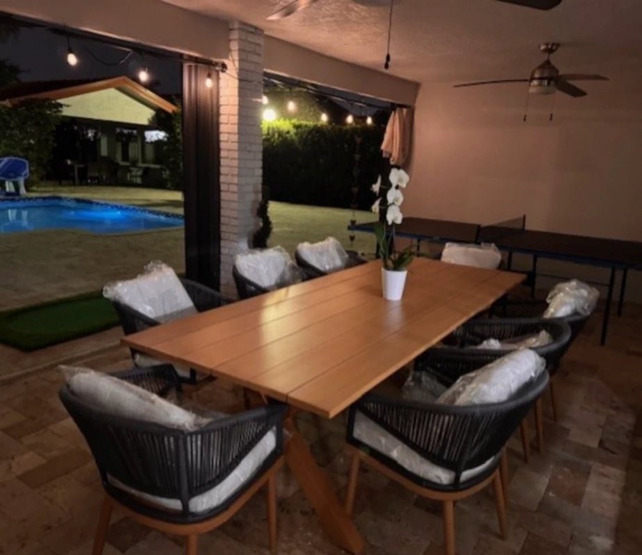 LayinSun Outdoor Dining Set for 6, 7-Piece Dining Furniture with Aluminium Table, 80