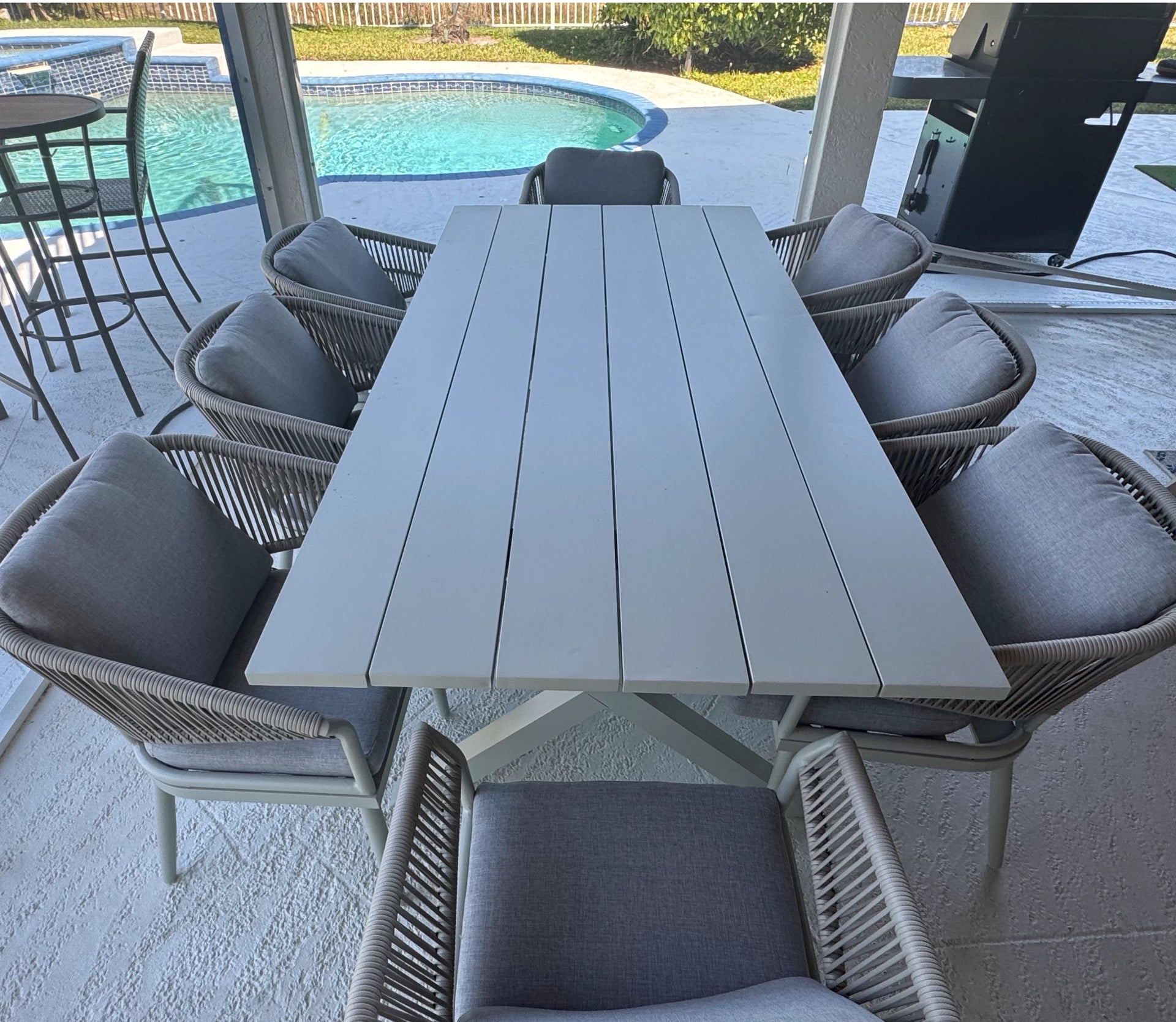 LayinSun Outdoor Dining Set for 6, 7-Piece Dining Furniture with Aluminium Table, 80