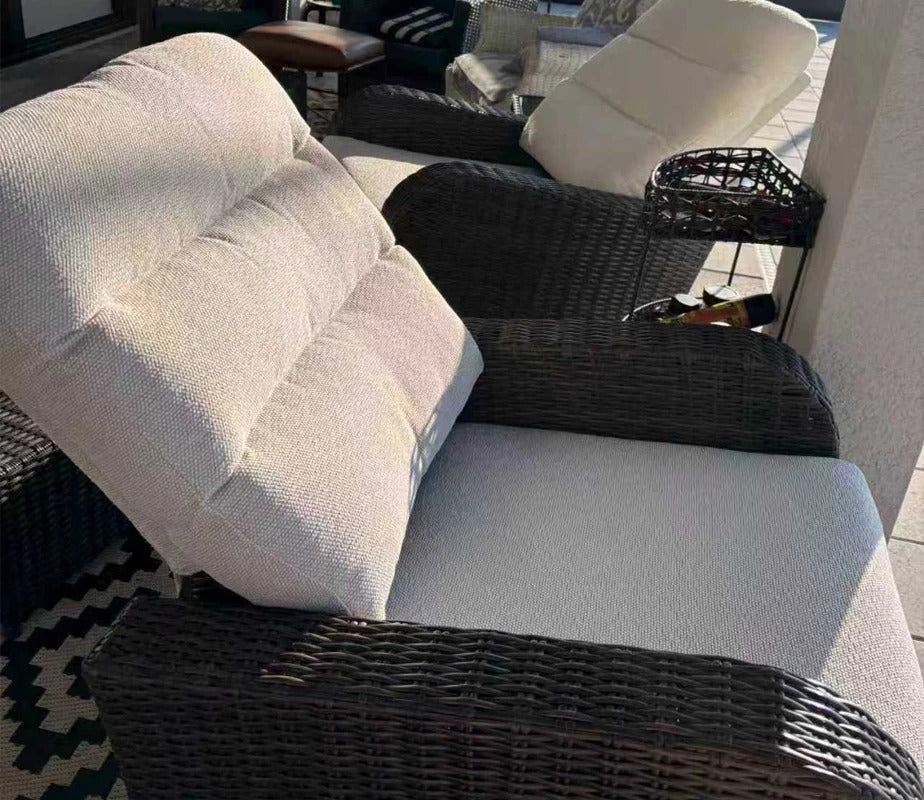LayinSun 3-Piece Wicker Outdoor Reclining Loveseat Set with Glider Recliners