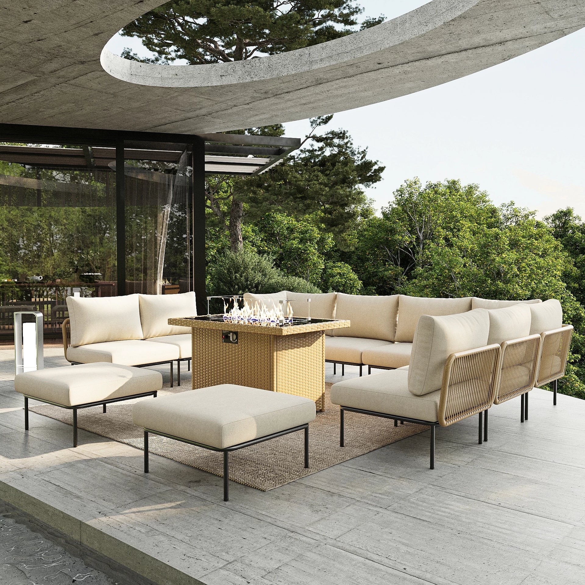 Layinsun Outdoor Wicker Rope Modular ...