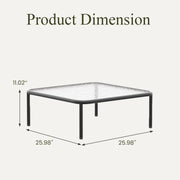 Layinsun Modern Square Coffee Table with Tempered Glass Tabletop