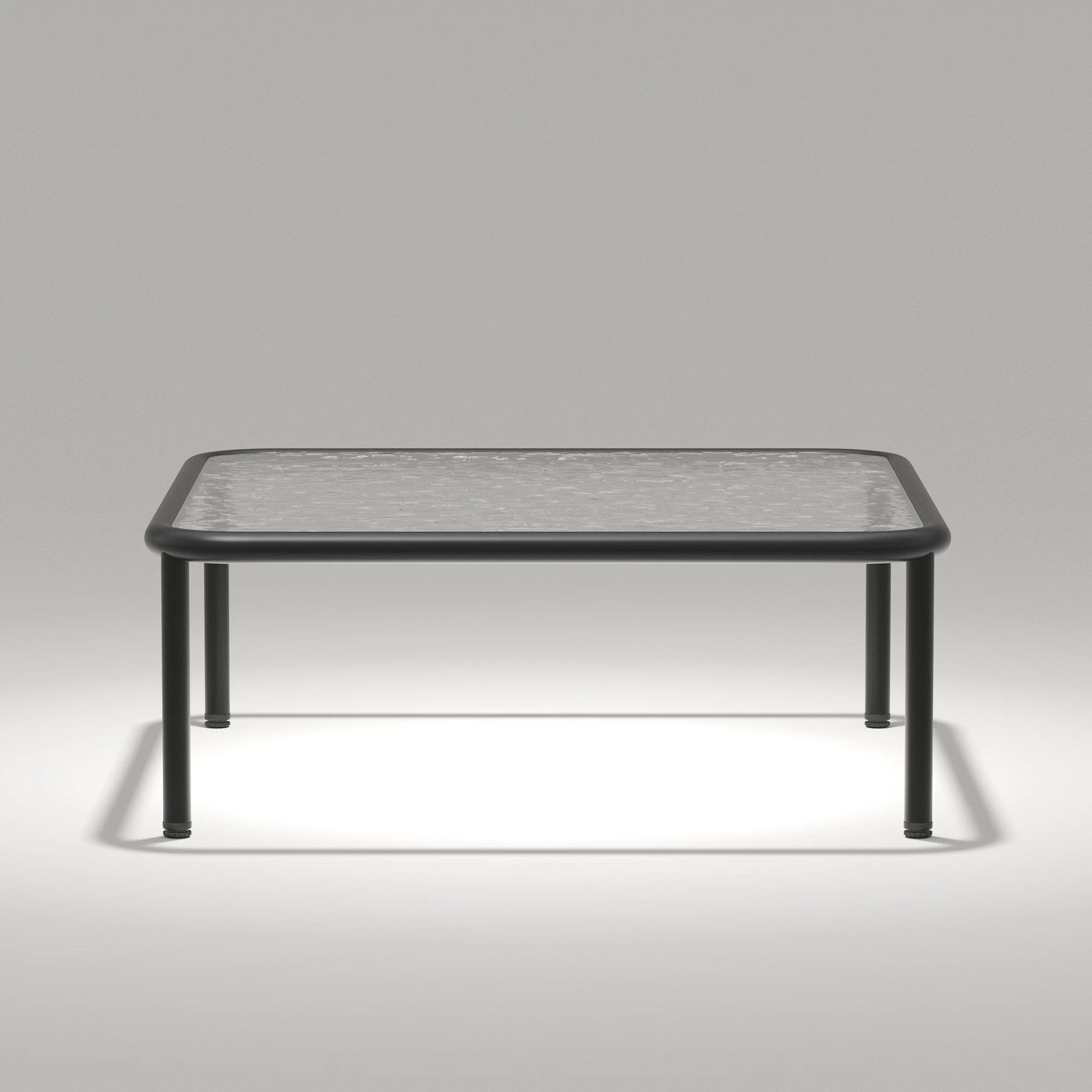 Layinsun Modern Square Coffee Table with Tempered Glass Tabletop