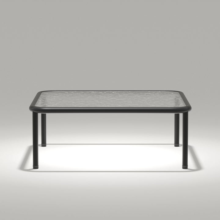Layinsun Modern Square Coffee Table with Tempered Glass Tabletop