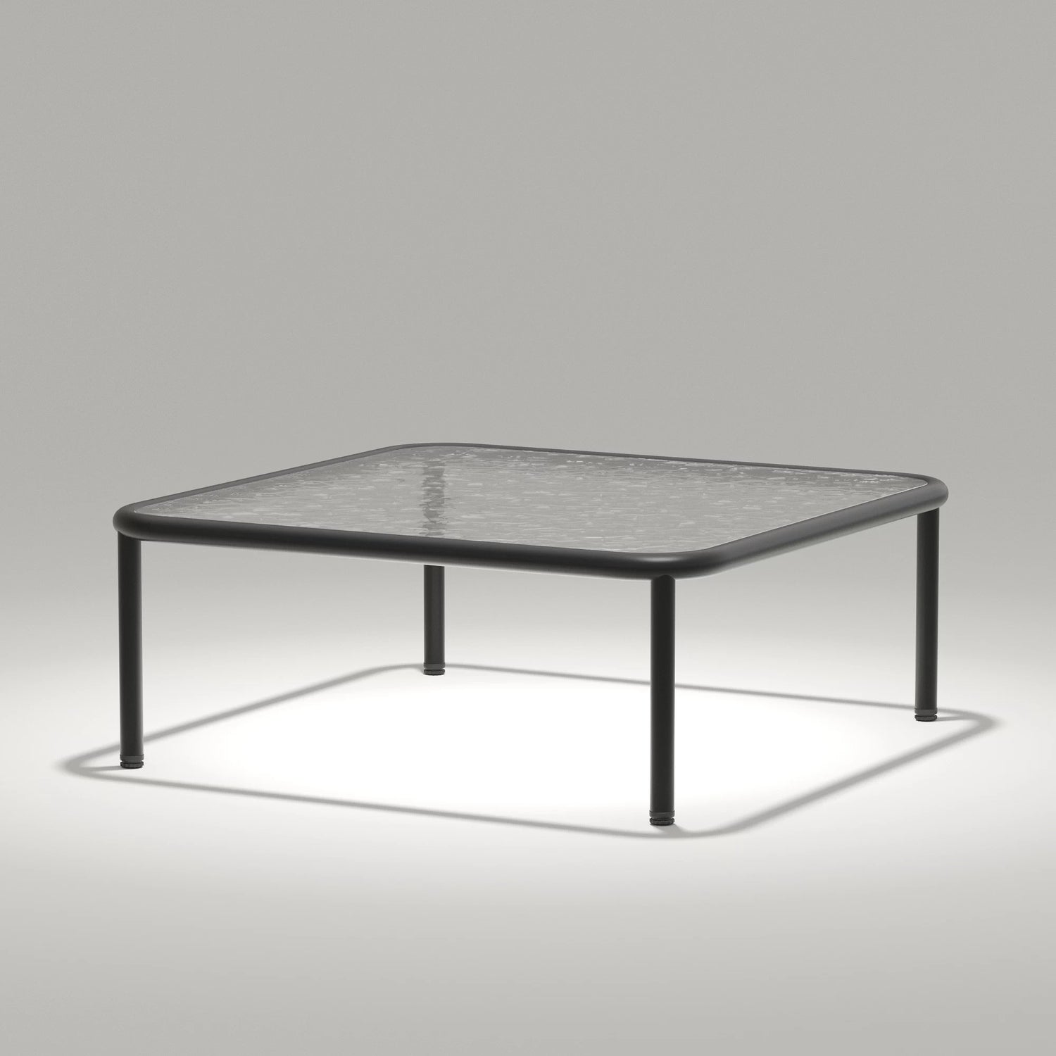 Layinsun Modern Square Coffee Table with Tempered Glass Tabletop
