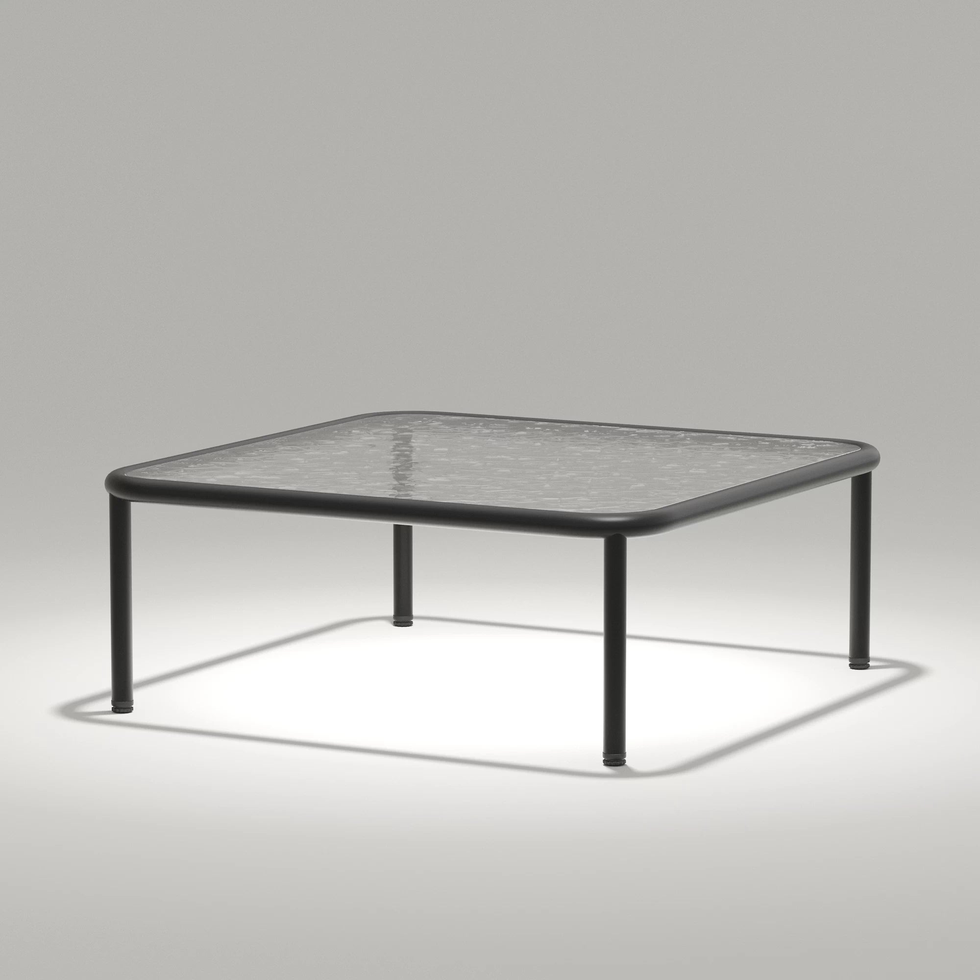 Layinsun Modern Square Coffee Table with Tempered Glass Tabletop