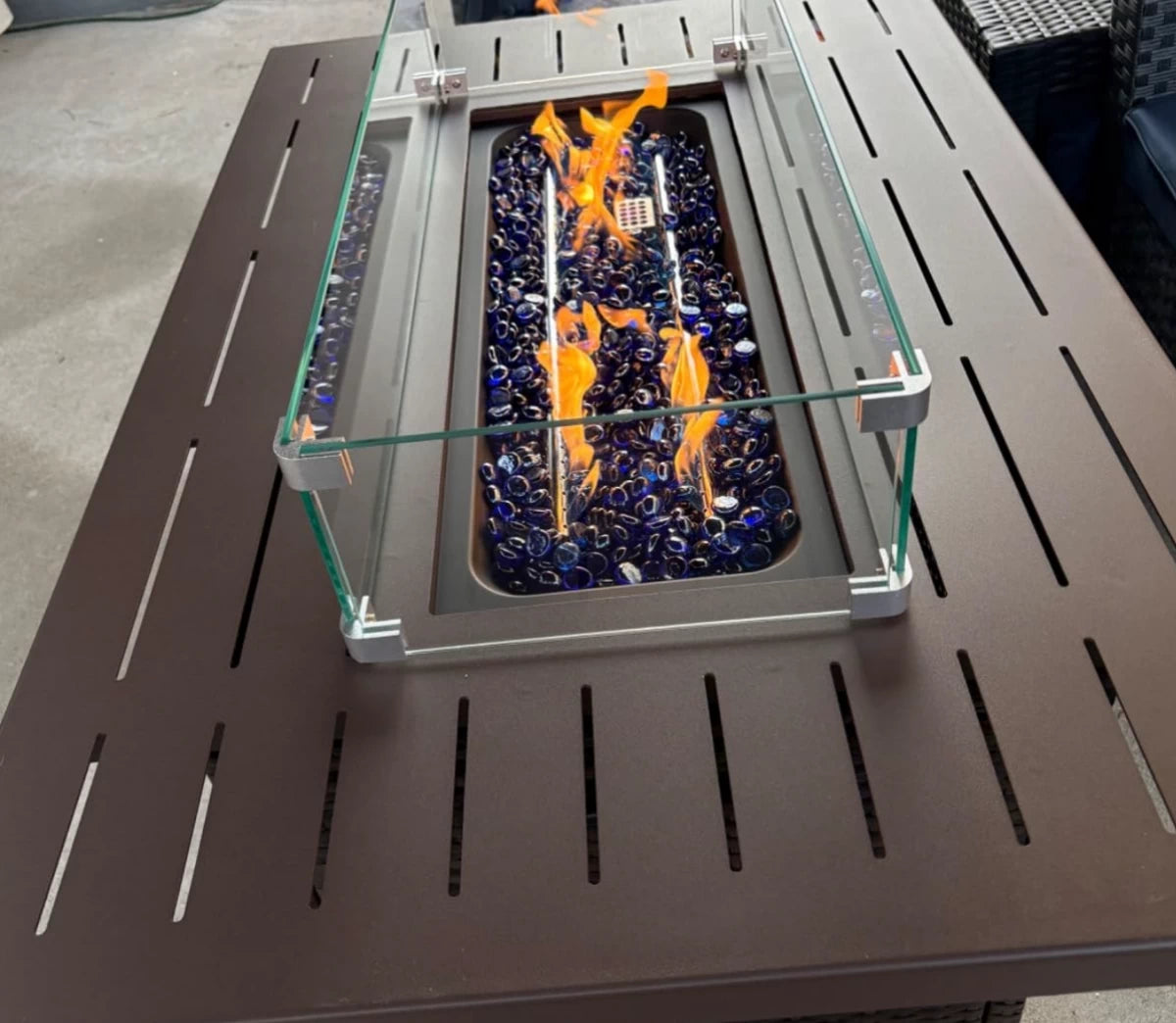 LayinSun 44-Inch Propane Gas Rectangle Fire Pit Table - Aluminum Tabletop
