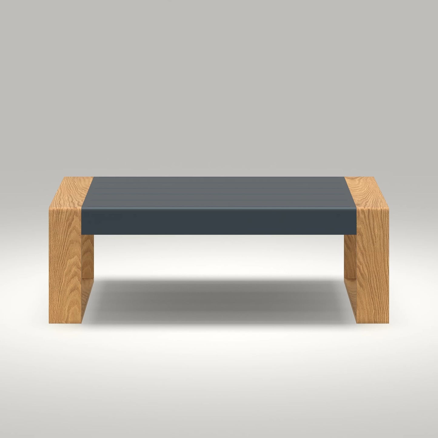 LayinSun Outdoor Patio Aluminum Rectangle Coffee Table with Wood Grain Table Leg