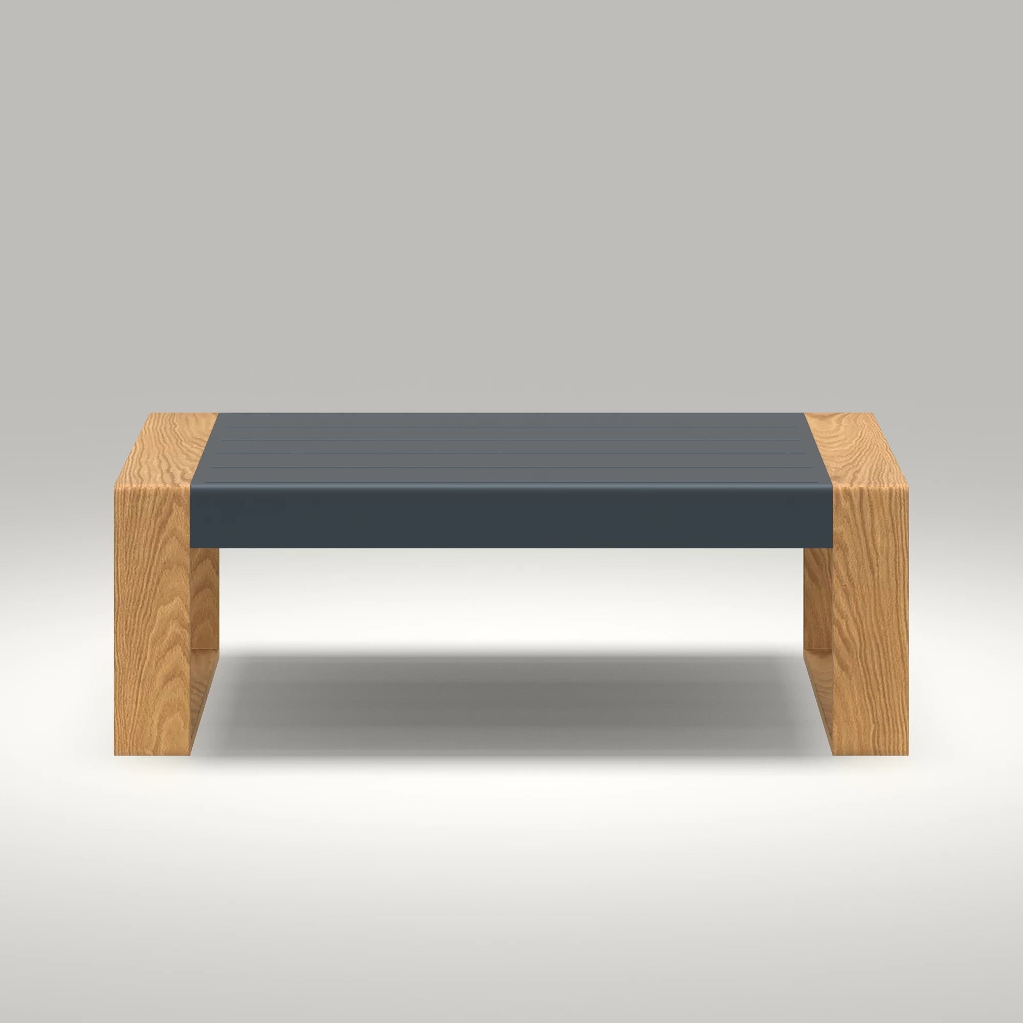 LayinSun Outdoor Patio Aluminum Rectangle Coffee Table with Wood Grain Table Leg