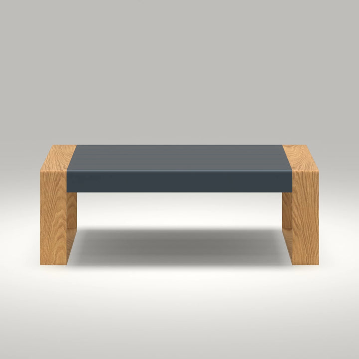 LayinSun Outdoor Patio Aluminum Rectangle Coffee Table with Wood Grain Table Leg