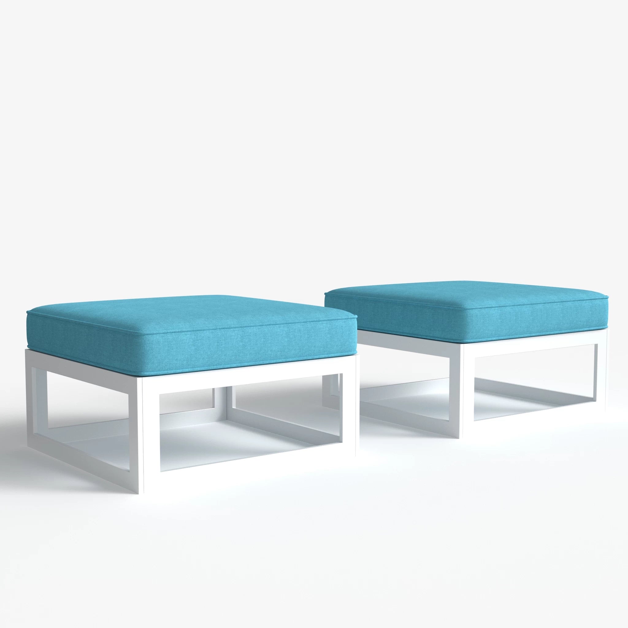 LayinSun Modern Aluminum Outdoor Modular Ottomans (Set of 2)